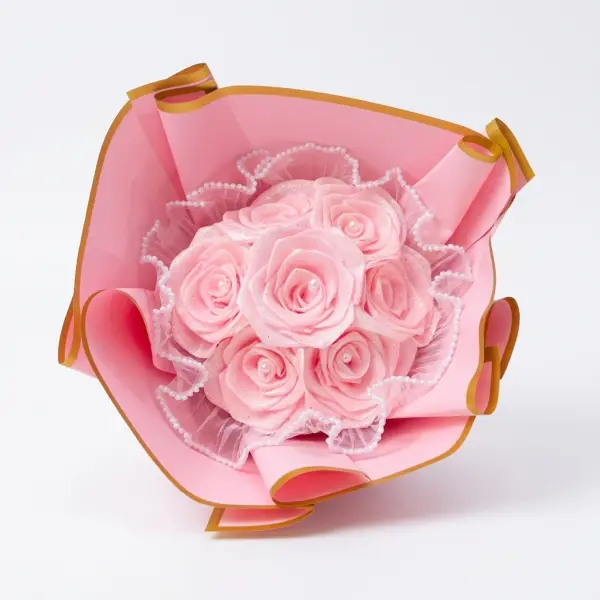 Luxe 7-Rose Pink Pearl Floral Bouquet