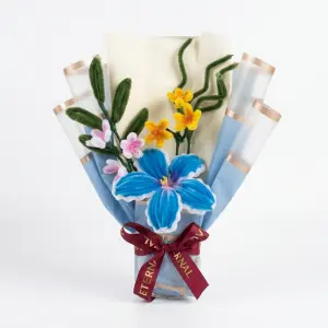 Eternal Blue & Pink Blossom Crochet Bouquet