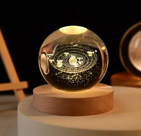 3D Solar System Crystal Ball Glowing LED Night Lamp