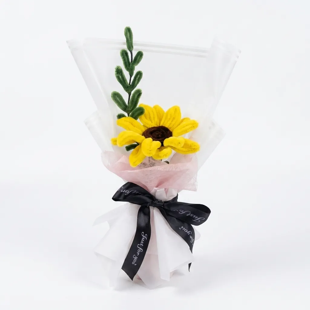 Sunshine Golden Crochet Sunflower Bouquet