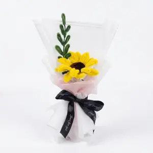 Sunshine Golden Crochet Sunflower Bouquet