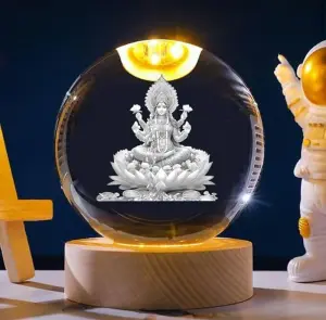 3D Goddess Laxmi Crystal Ball Divine LED Night Lamp