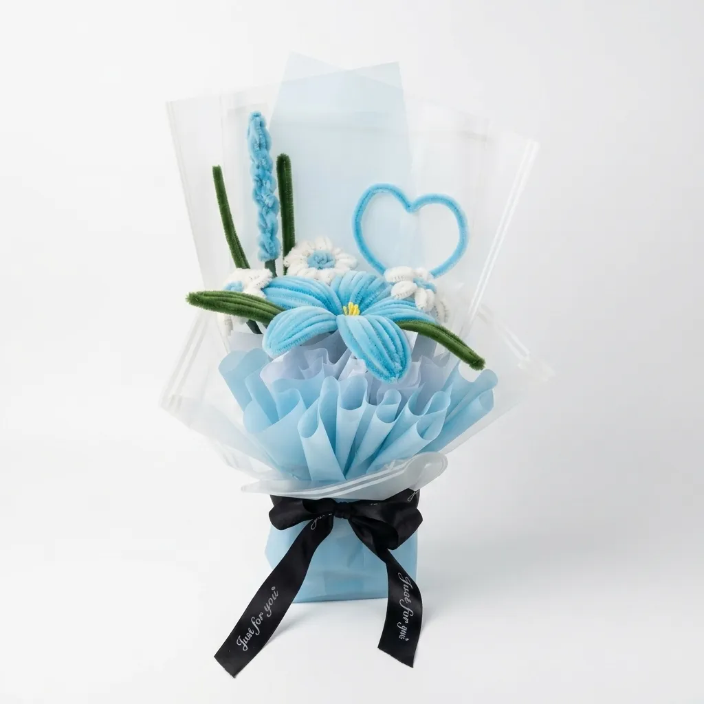 Handmade Royal Blue & White Crochet Bouquet