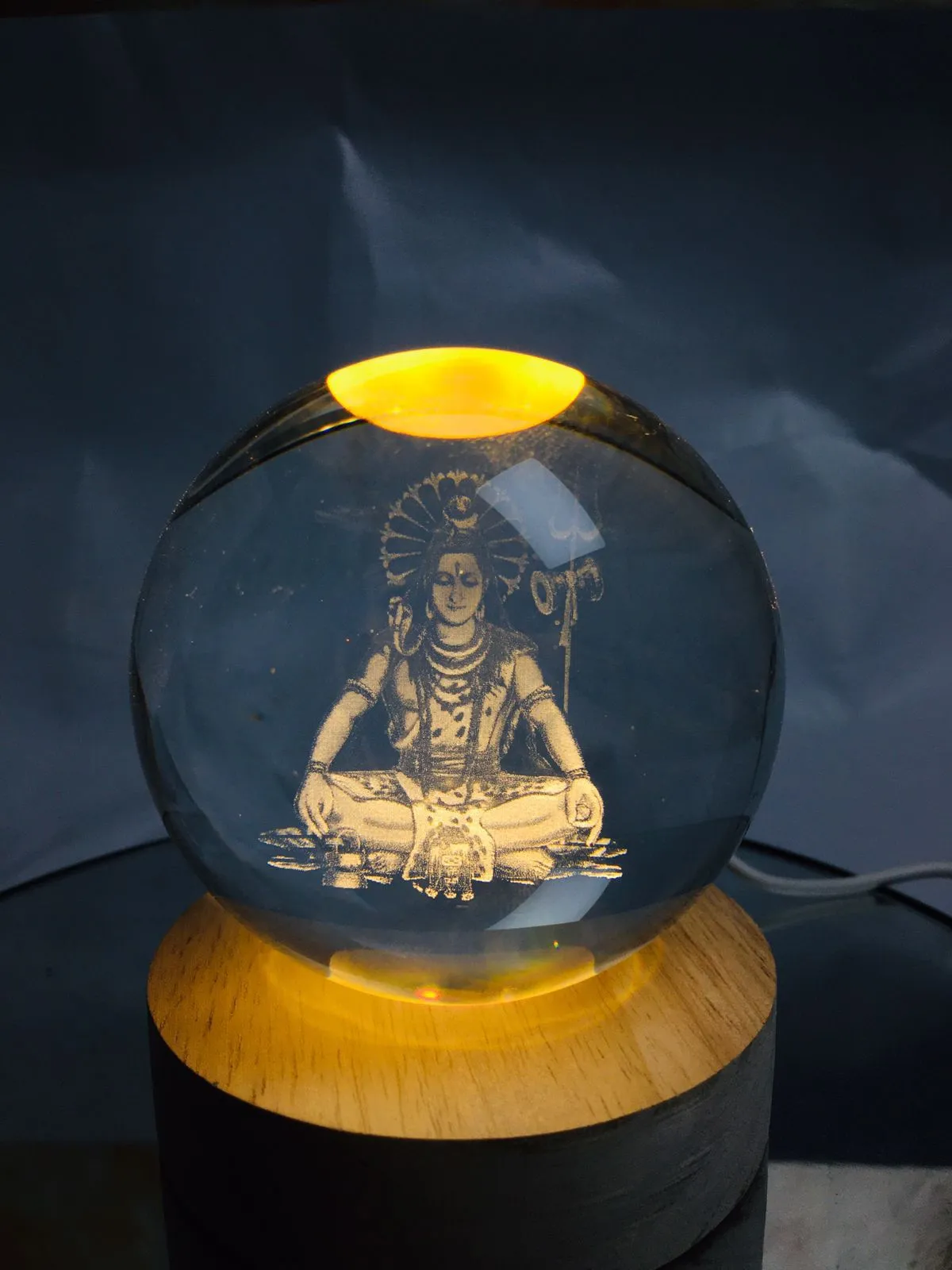 3D Lord Shiva Crystal Ball Glowing Spiritual LED Lamp
