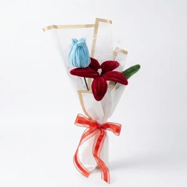 Blooming Beauty Red & Blue Flower Bouquet