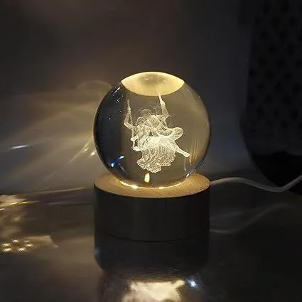 3D Radha Krishna Swing Crystal Ball LED Spiritual Lamp