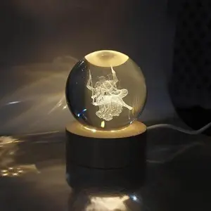 3D Radha Krishna Swing Crystal Ball LED Spiritual Lamp