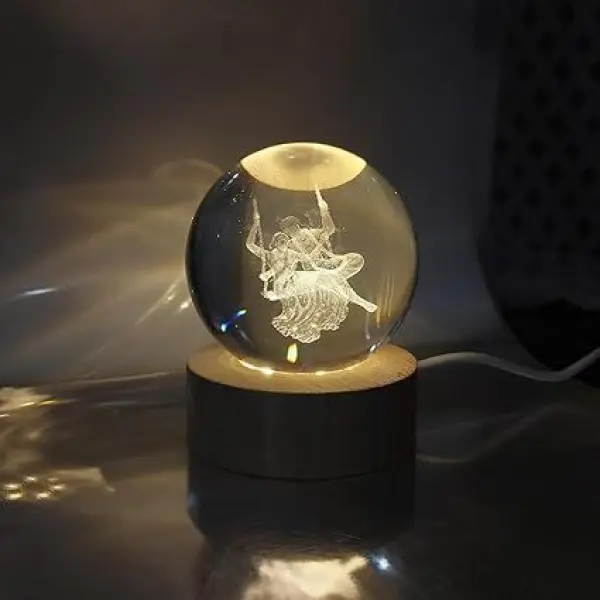 3D Radha Krishna Swing Crystal Ball LED Spiritual Lamp