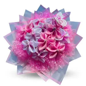 Blush Pink Pearl & Ribbon Flower Bouquet